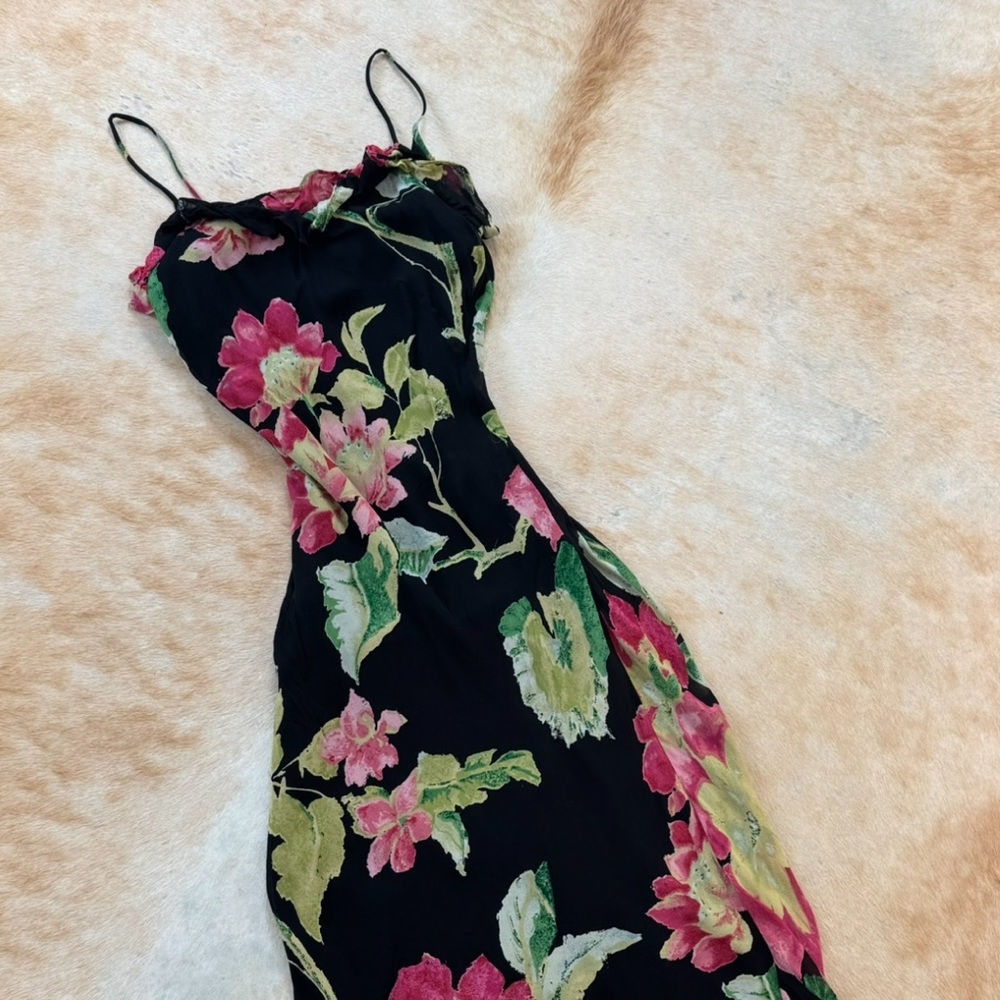 Paradise Vintage Floral Sexy Black Dress